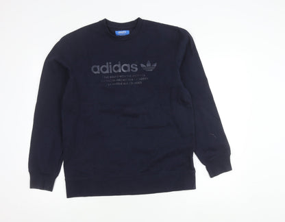 Mens UK Size M adidas Blue Pullover Sweatshirt