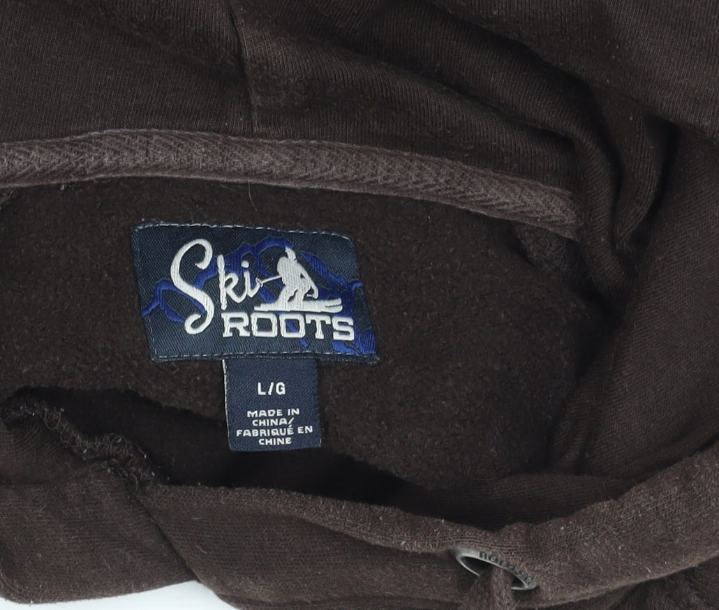 Ski Roots Womens Brown Whistler Hoodie L Pullover Cotton Blend