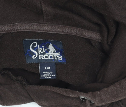 Ski Roots Womens Brown Whistler Hoodie L Pullover Cotton Blend