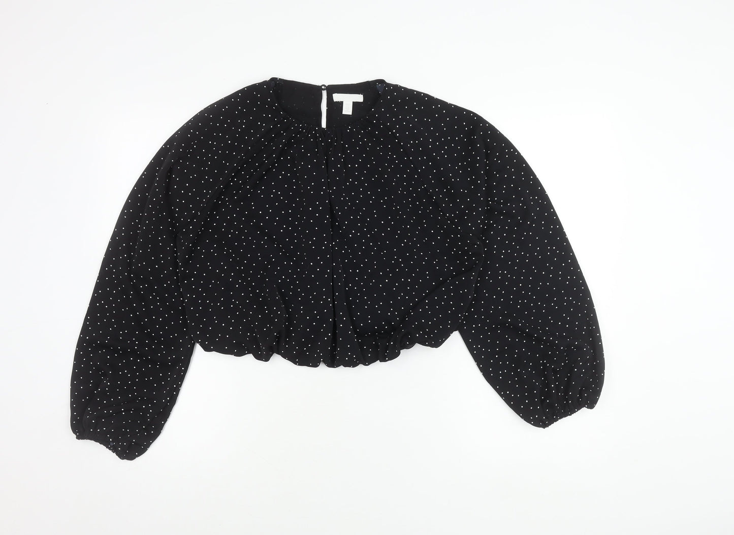 Womens UK Size M H&M Black Cropped Blouse