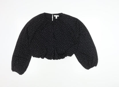 Womens UK Size M H&M Black Cropped Blouse