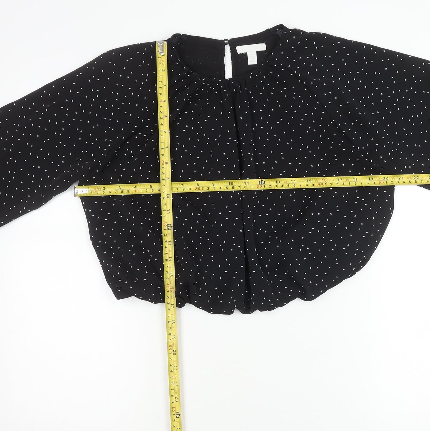 Womens UK Size M H&M Black Cropped Blouse