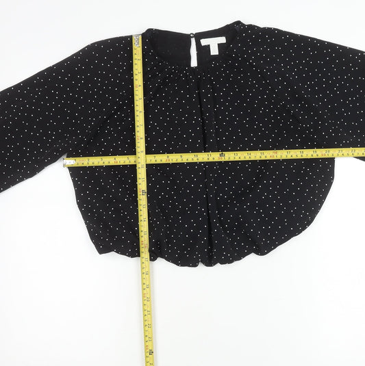 Womens UK Size M H&M Black Cropped Blouse