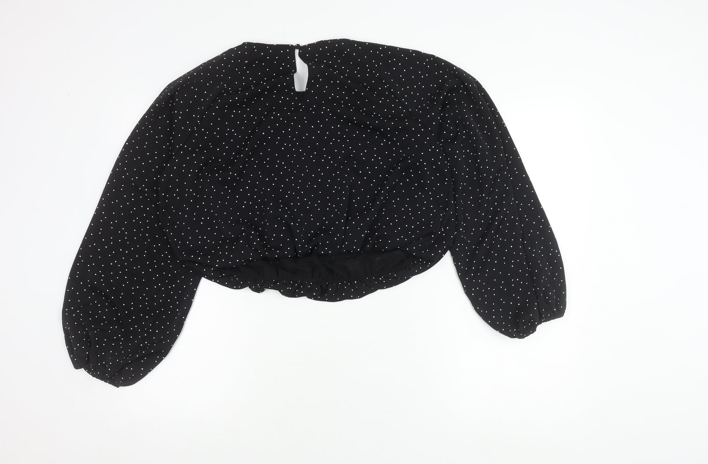 Womens UK Size M H&M Black Cropped Blouse
