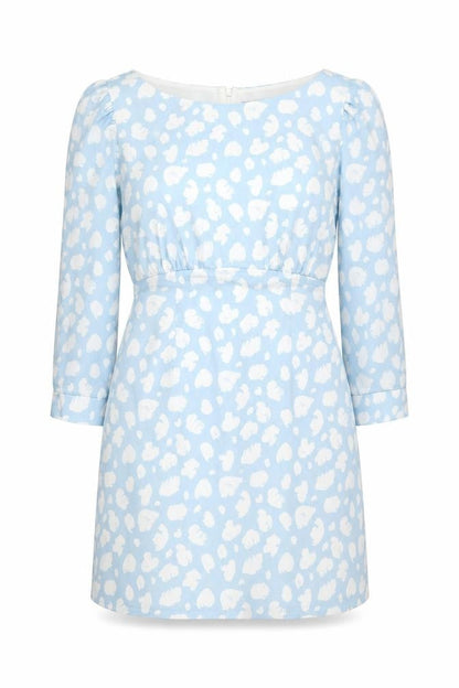 French Connection Women Blue White Floral Mini Shift Dress Size 10