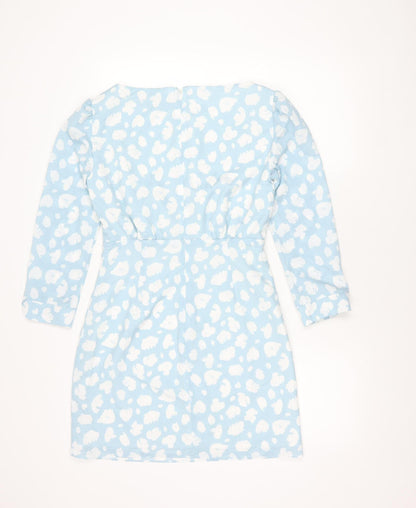 French Connection Women Blue White Floral Mini Shift Dress Size 10