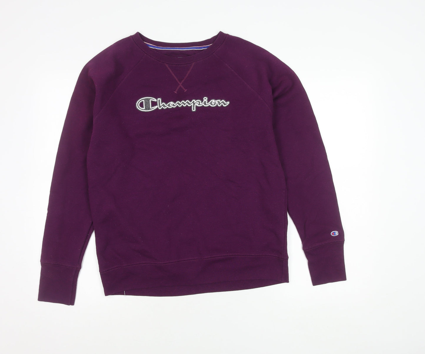 Champion Women’s Purple Pullover Sweatshirt M Logo Embroidered