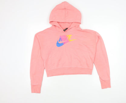 Nike Girls Pink Logo Pullover Hoodie XL Lightweight Fleece Sportswear
