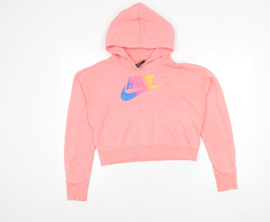 Nike Girls Pink Logo Pullover Hoodie XL Lightweight Fleece Sportswear