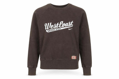 Front view of Nike unisex kids brown xs west coast graphic pullover sweatshirt
