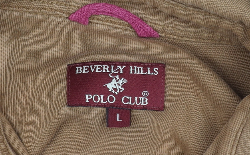 Beverly Hills Polo Club Men’s L Polo Shirt Brown Yellow Green Long Sleeve