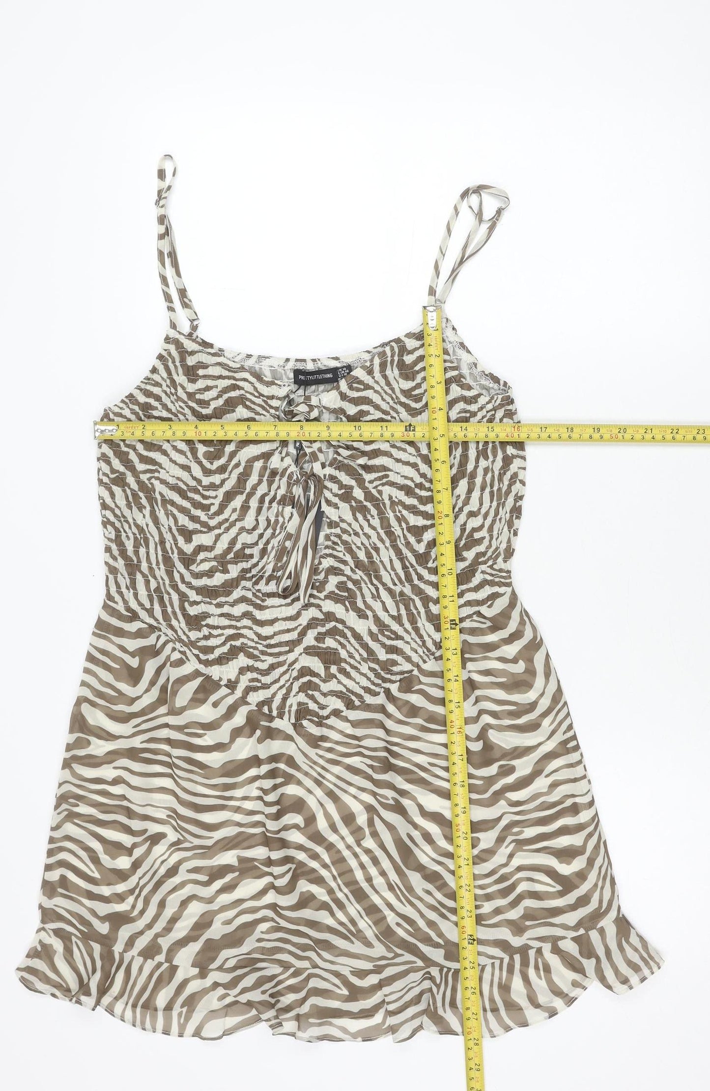 PrettyLittleThing Women’s Brown Zebra Print Slip Dress Size 14