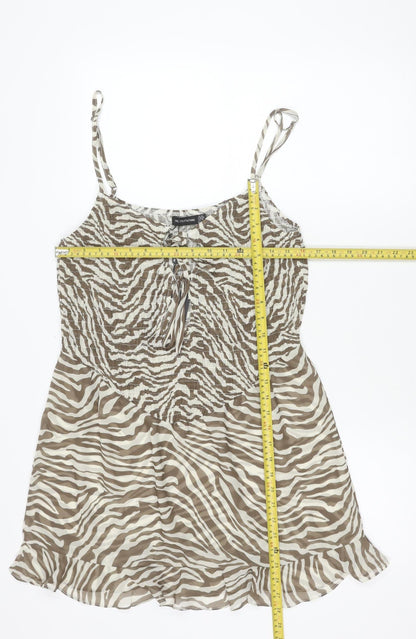 PrettyLittleThing Women’s Brown Zebra Print Slip Dress Size 14