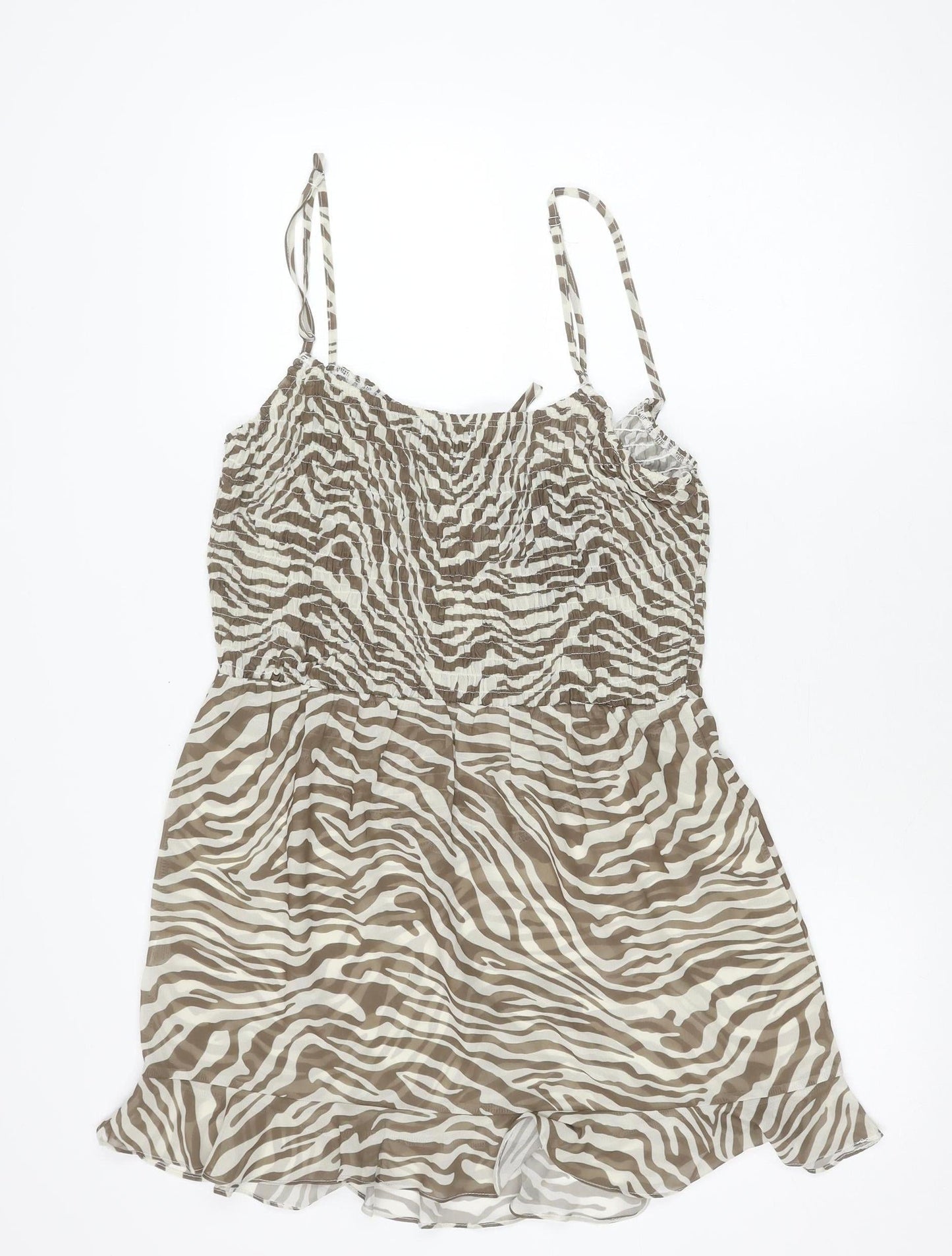 PrettyLittleThing Women’s Brown Zebra Print Slip Dress Size 14