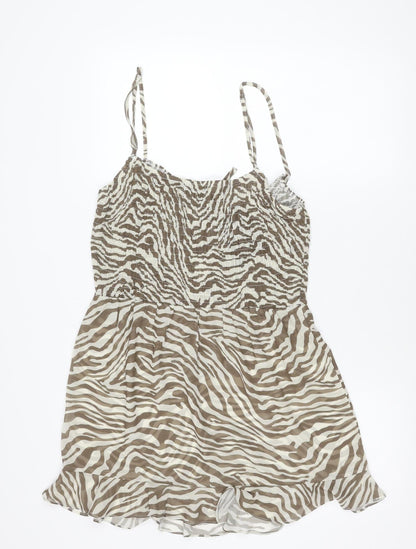 PrettyLittleThing Women’s Brown Zebra Print Slip Dress Size 14