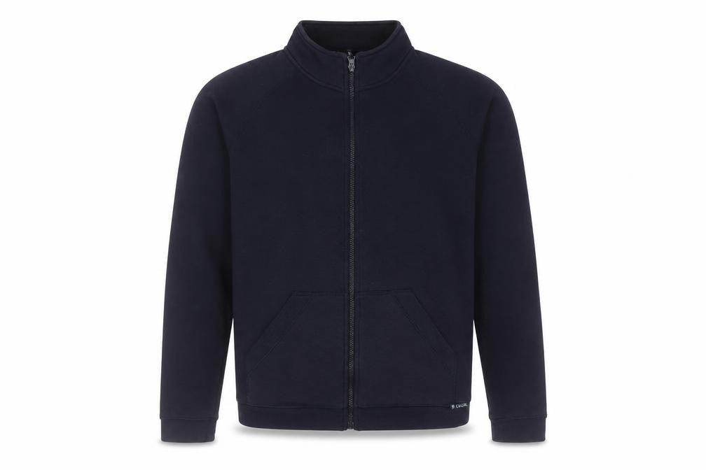 Front view of Berkertex Teens Blue Fleece Zip Jacket, size 14, Casual Full Zip