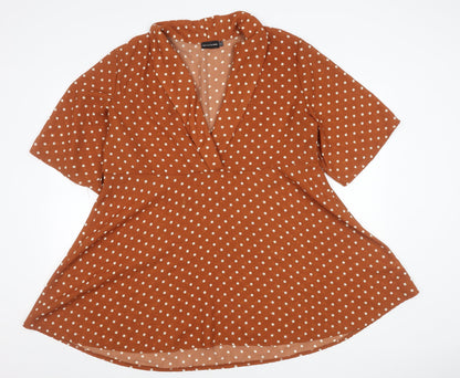 PrettyLittleThing Women’s Brown Polka Dot Wrap Mini Dress Size 16