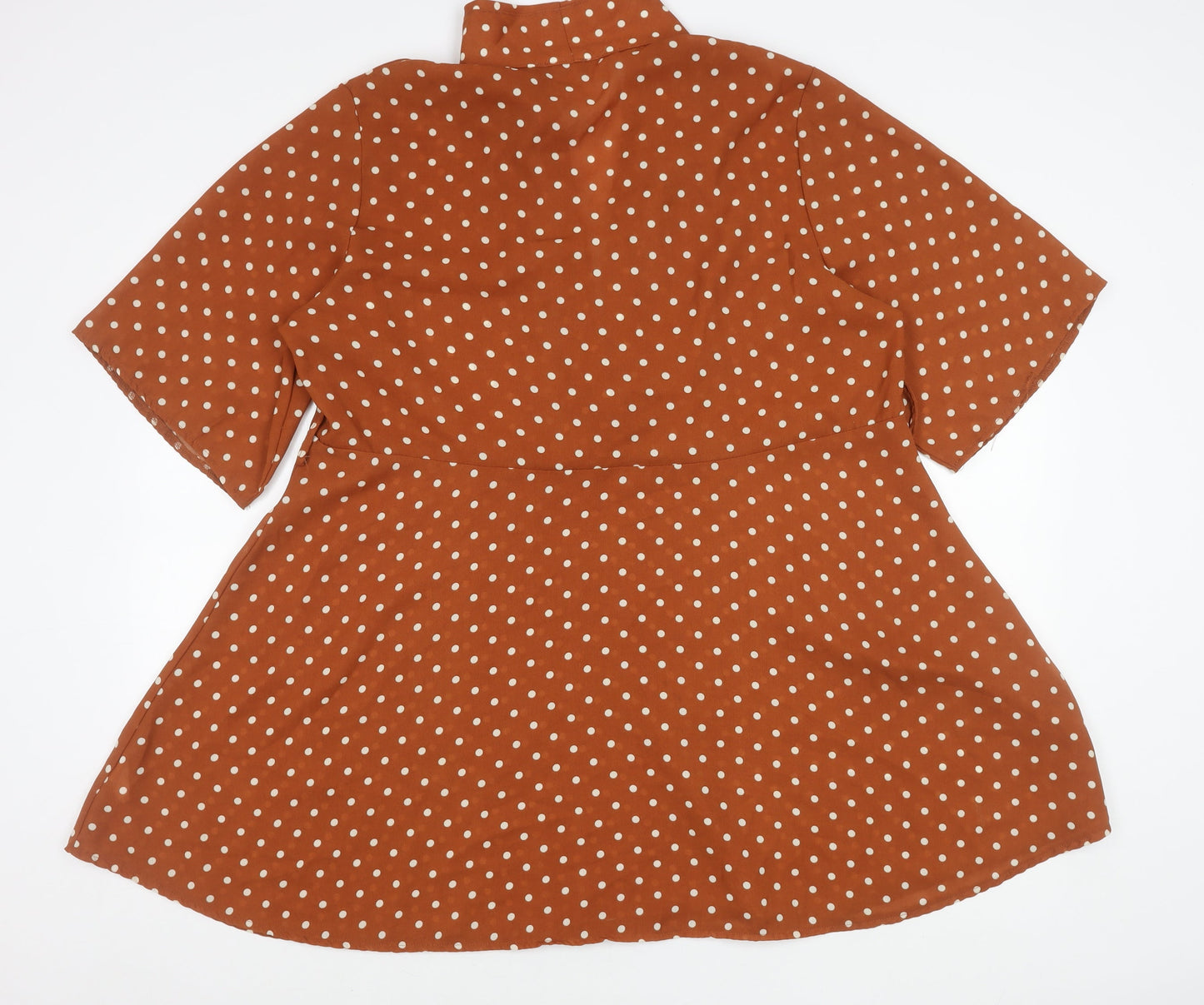 PrettyLittleThing Women’s Brown Polka Dot Wrap Mini Dress Size 16