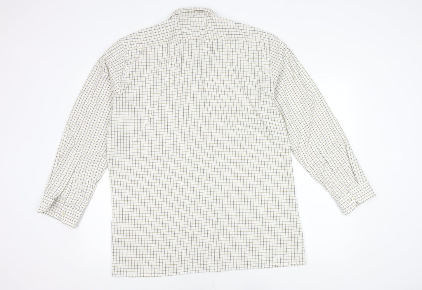 ShirtMaster Men’s White Check Long Sleeve Button-Up Shirt M 39in