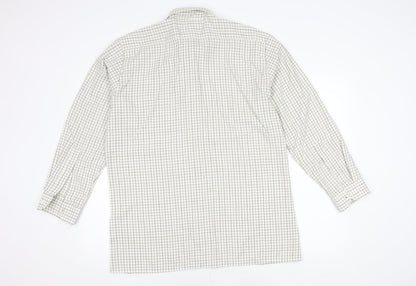 ShirtMaster Men’s White Check Long Sleeve Button-Up Shirt M 39in