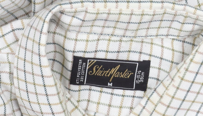 ShirtMaster Men’s White Check Long Sleeve Button-Up Shirt M 39in