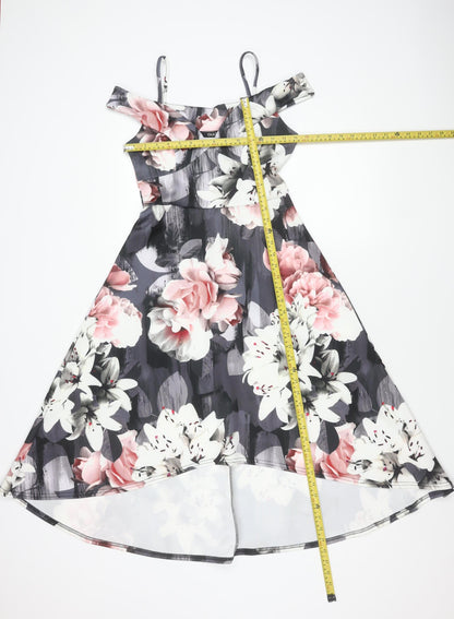 Quiz Women’s Multicoloured Floral Bardot A-Line Dress Size 10