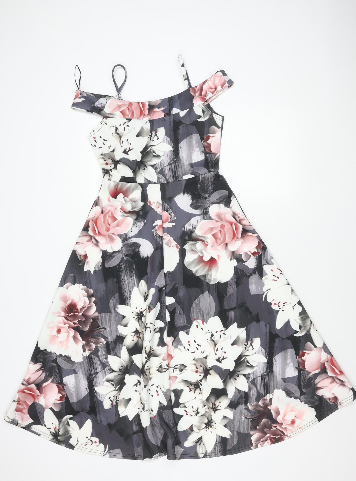 Quiz Women’s Multicoloured Floral Bardot A-Line Dress Size 10