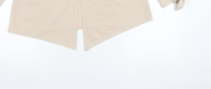 Boohoo Women’s Beige Bardot Tie Sleeve Blouse Top UK 12