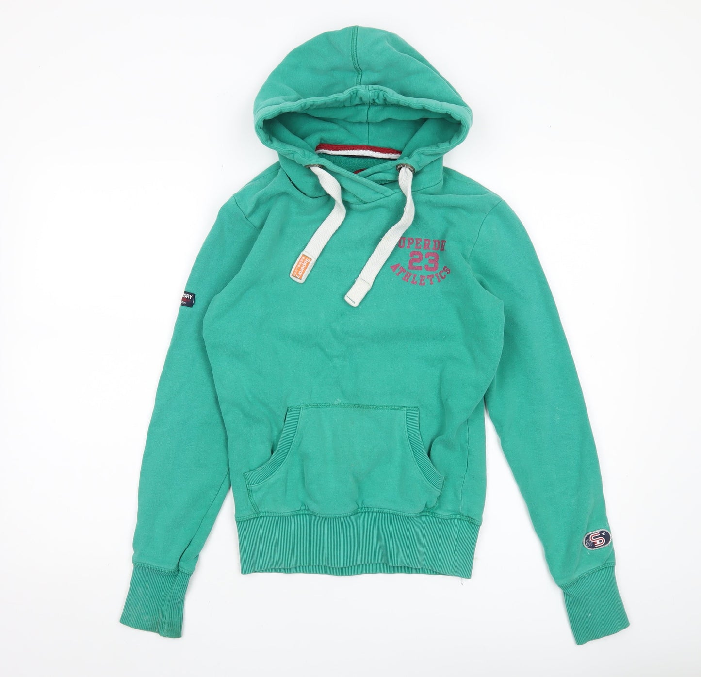 Superdry Women’s Green Pullover Hoodie XS Graphic Print Cotton