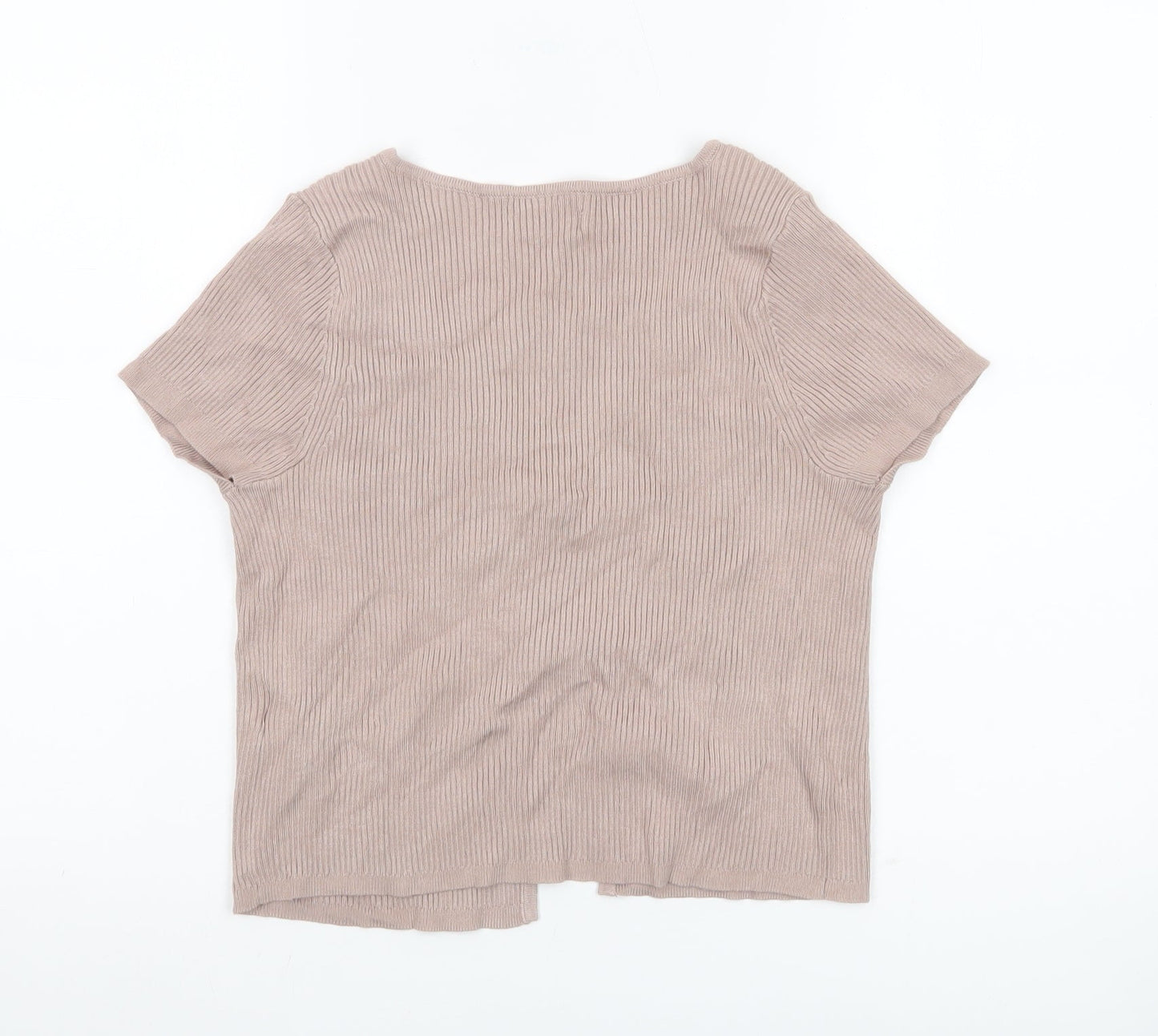 Abercrombie & Fitch Women Beige Knit Cardigan M V-Neck Short Sleeve