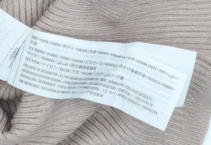 Abercrombie & Fitch Women Beige Knit Cardigan M V-Neck Short Sleeve