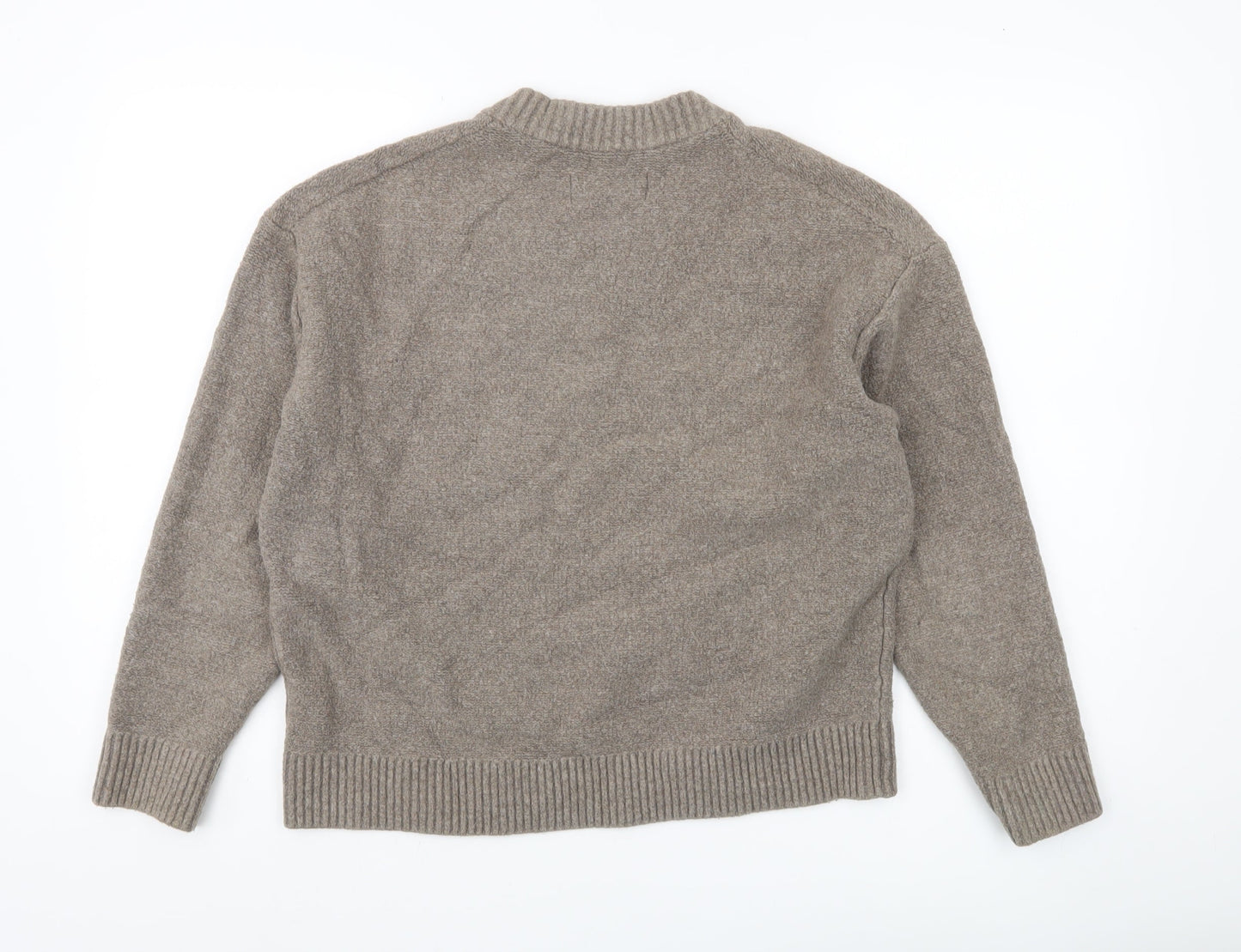 Abercrombie & Fitch Womens Beige XS V-Neck Oversized Jumper