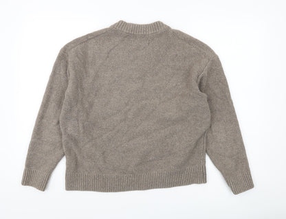 Abercrombie & Fitch Womens Beige XS V-Neck Oversized Jumper