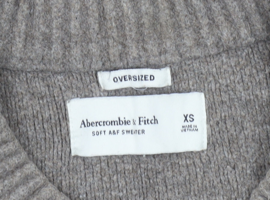 Abercrombie & Fitch Womens Beige XS V-Neck Oversized Jumper