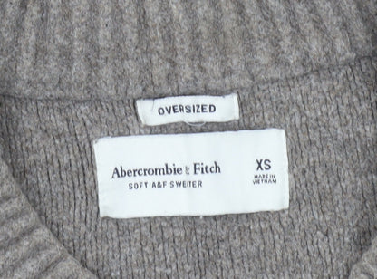 Abercrombie & Fitch Womens Beige XS V-Neck Oversized Jumper