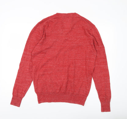 Superdry Mens Red V-Neck Cotton Cashmere Pullover Jumper Size L