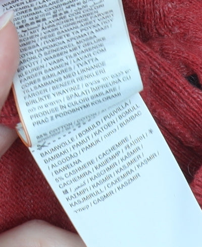 Superdry Mens Red V-Neck Cotton Cashmere Pullover Jumper Size L