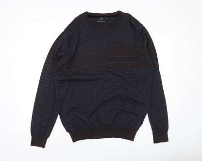 Jeff Banks Men’s Brown XL Striped Merino Wool Pullover Jumper