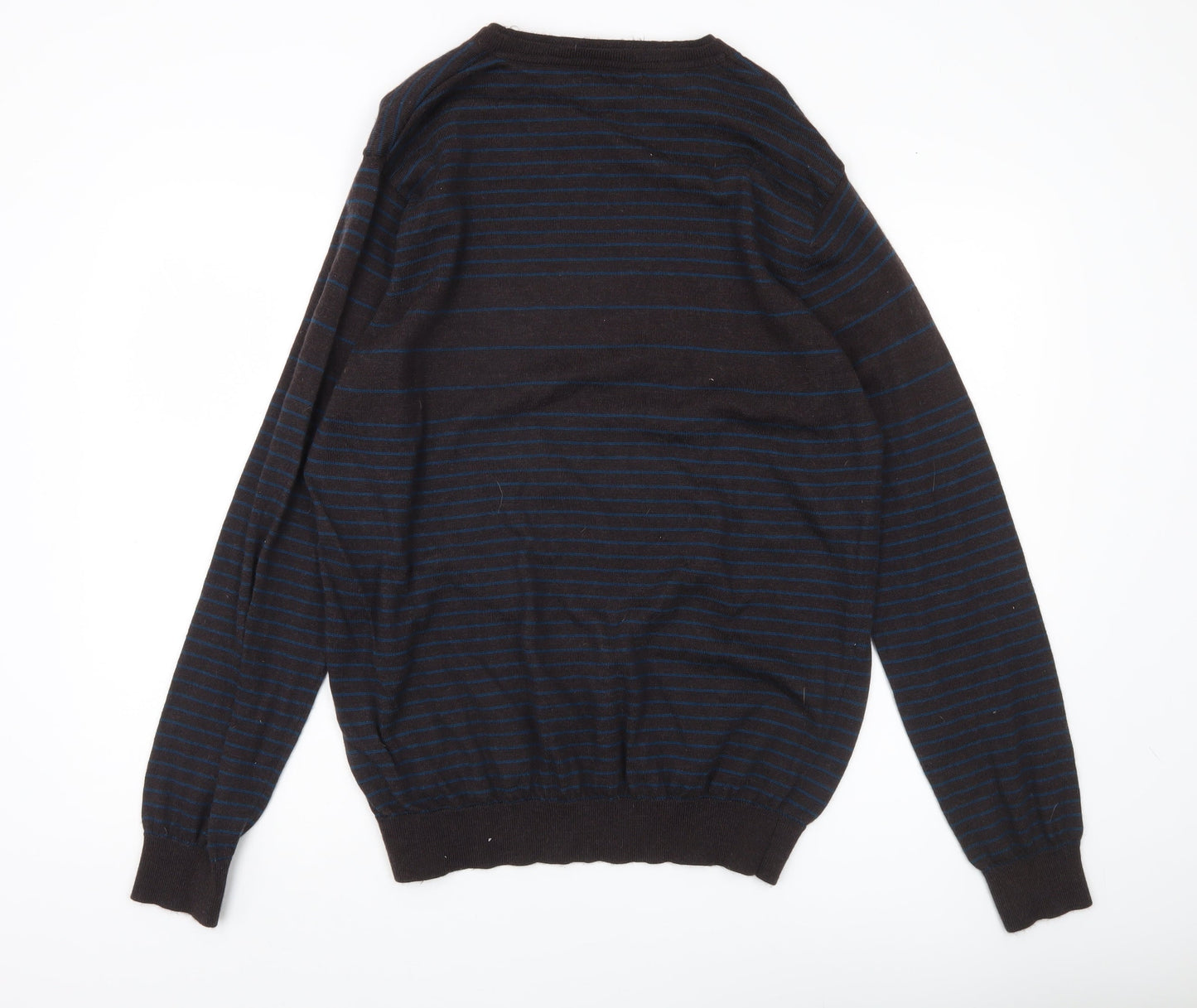 Jeff Banks Men’s Brown XL Striped Merino Wool Pullover Jumper