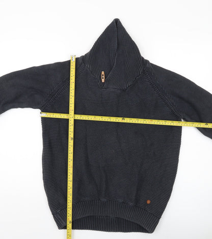 Jack & Jones Men's Black Cotton Hooded Pullover Jumper L