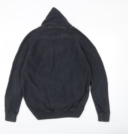 Jack & Jones Men's Black Cotton Hooded Pullover Jumper L