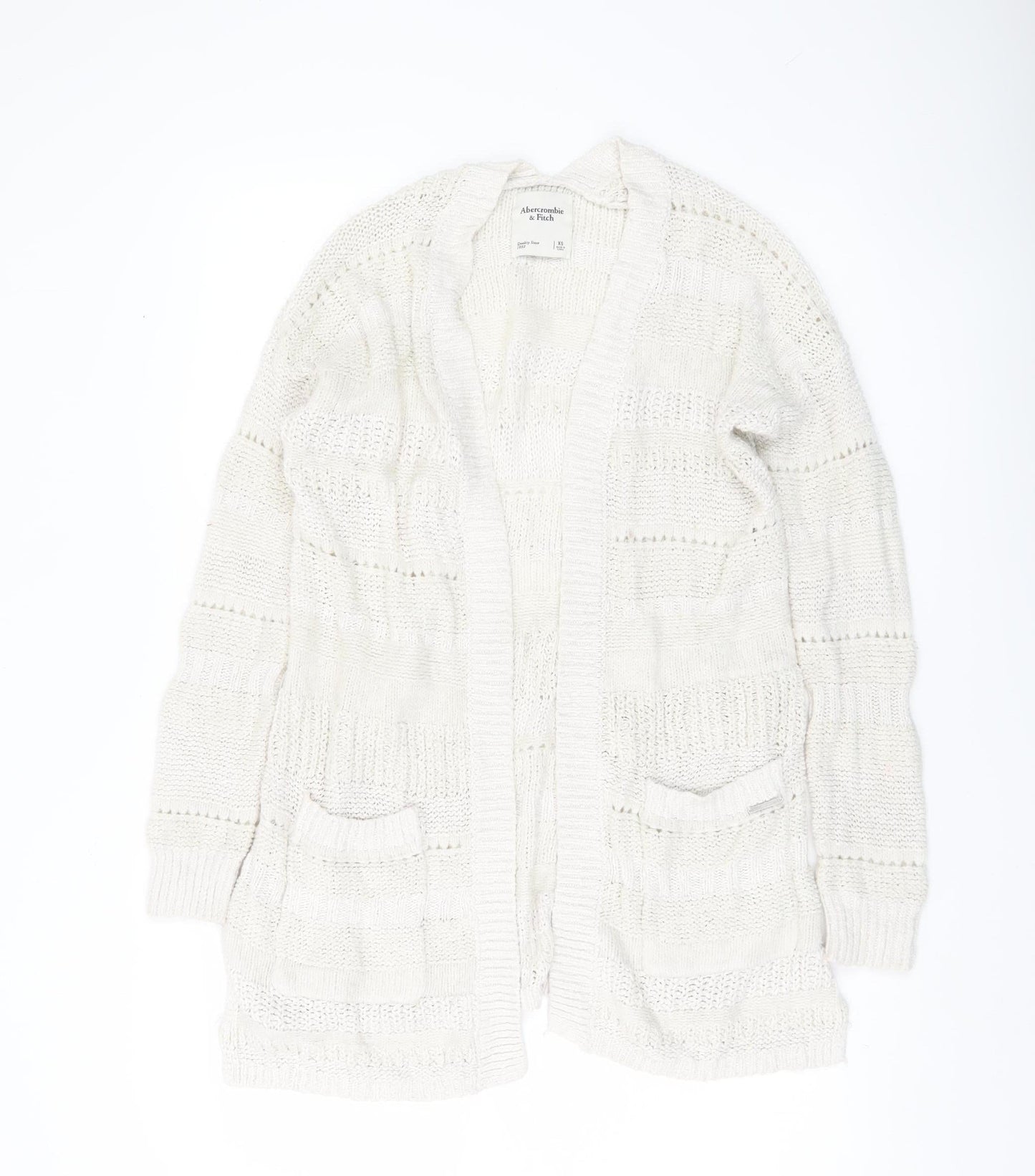 Abercrombie & Fitch Women’s Ivory XS Open Knit Long Sleeve Cardigan