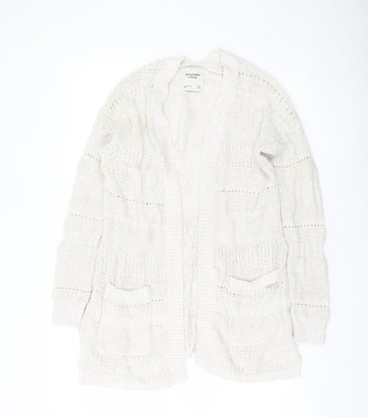 Abercrombie & Fitch Women’s Ivory XS Open Knit Long Sleeve Cardigan