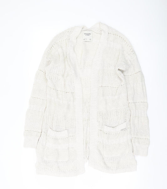 Abercrombie & Fitch Women’s Ivory XS Open Knit Long Sleeve Cardigan