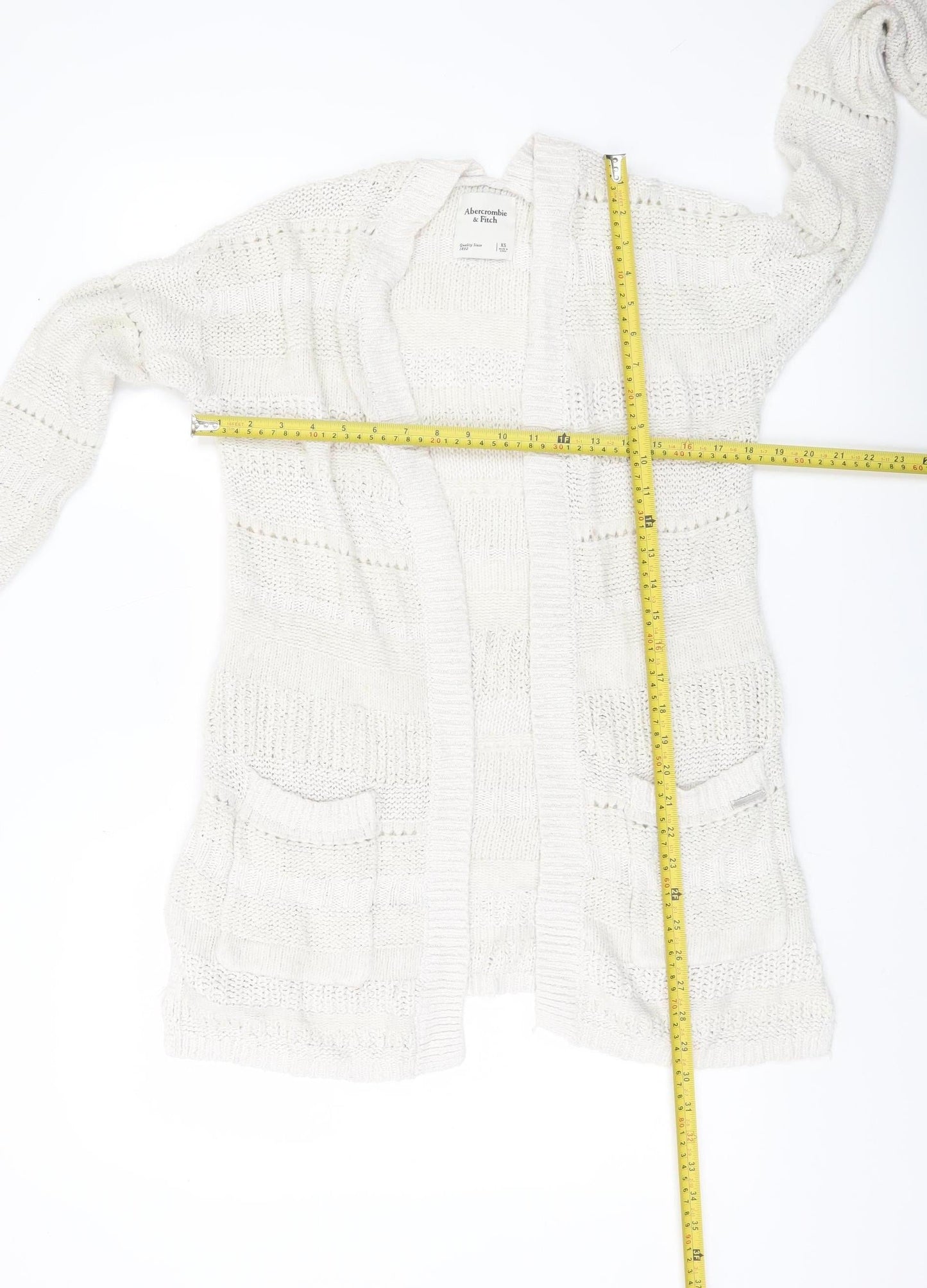 Abercrombie & Fitch Women’s Ivory XS Open Knit Long Sleeve Cardigan