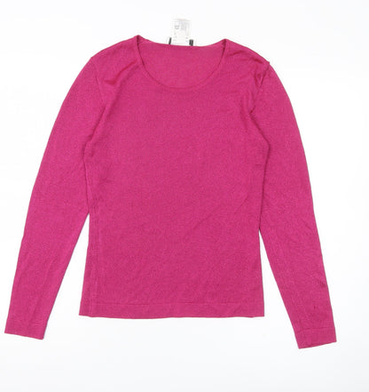 Jaeger Women’s Pink Scoop Neck Slim Fit Pullover Jumper Size S
