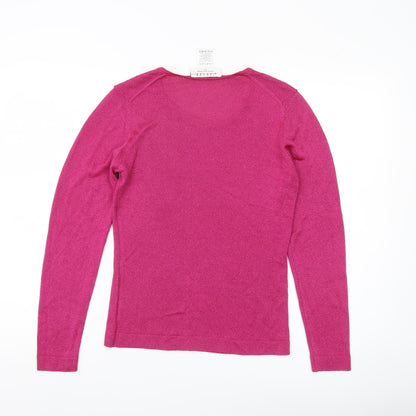 Jaeger Women’s Pink Scoop Neck Slim Fit Pullover Jumper Size S