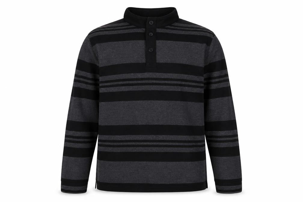 Mens UK Size L Stone Bay Grey Henley Sweatshirt