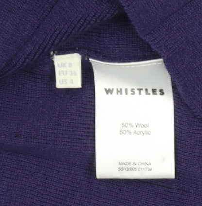 Whistles Women Purple Wool Blend Shift Dress UK 8 Long Sleeve