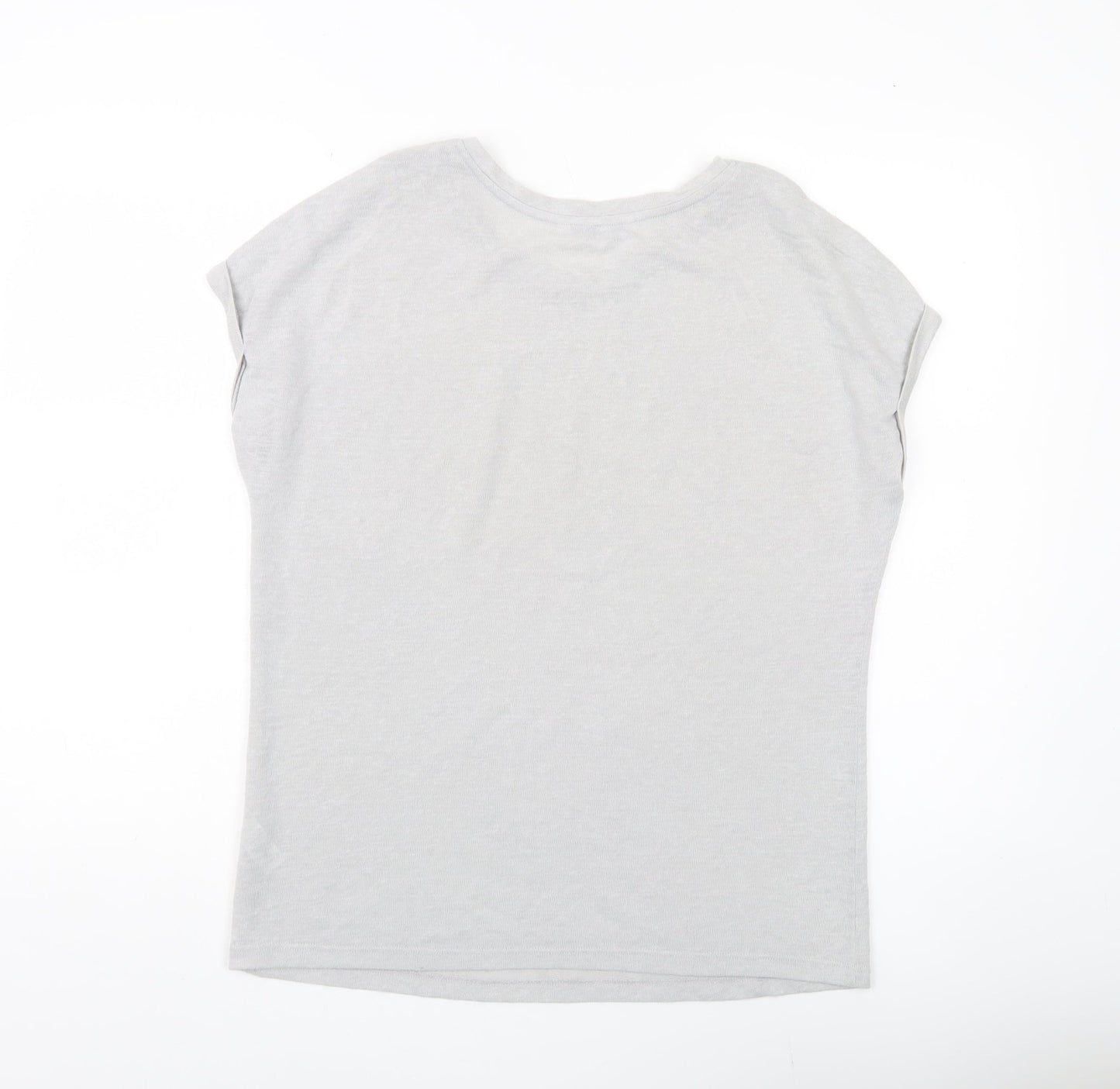 Tu Women Grey Sequin Shoulder Crew Neck T-Shirt Size 14